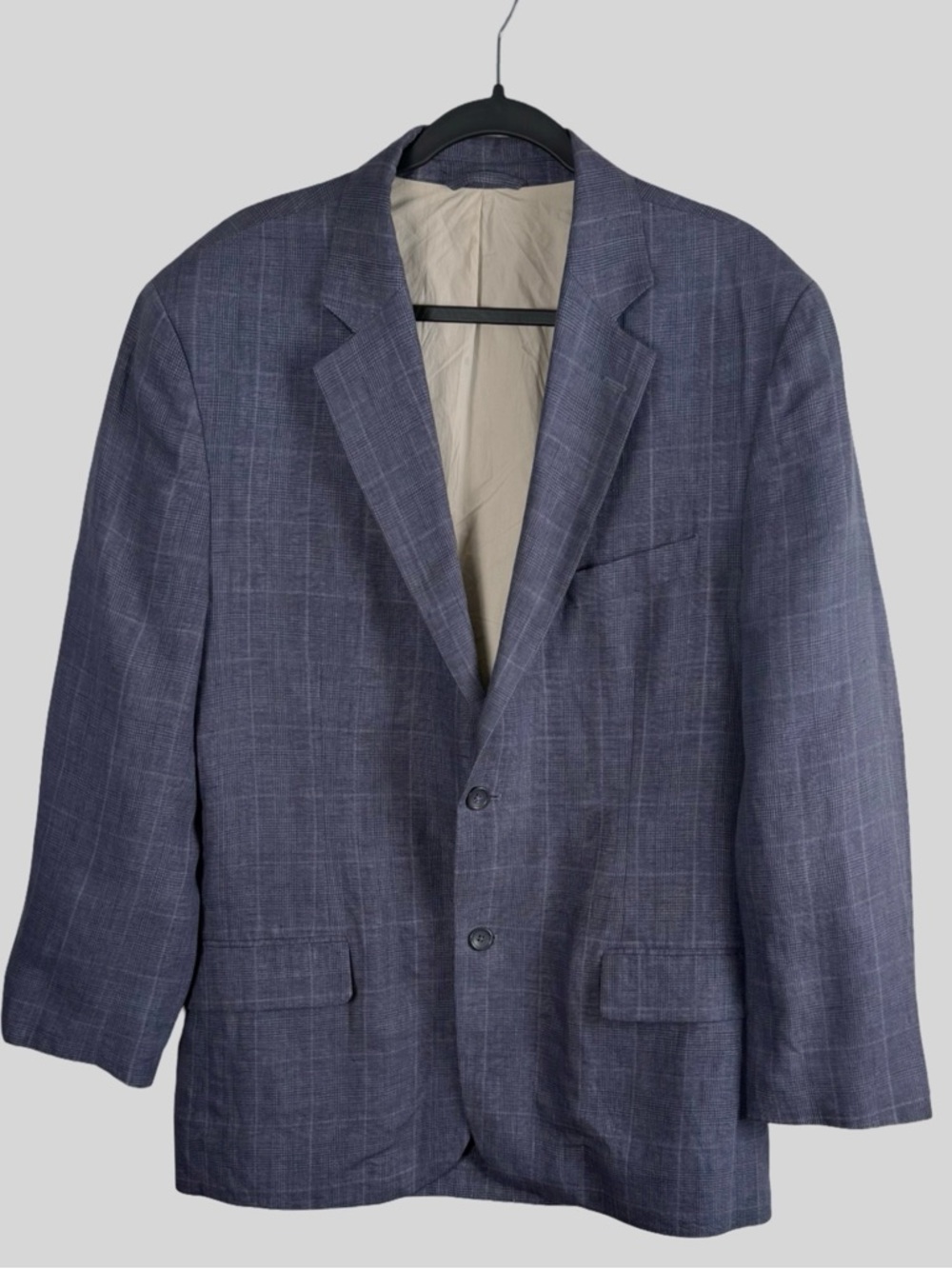 Tasso Elba Island 100% Linen Blue Plaid Blazer Sport Coat – 42-44 Large - Picture 2 of 11